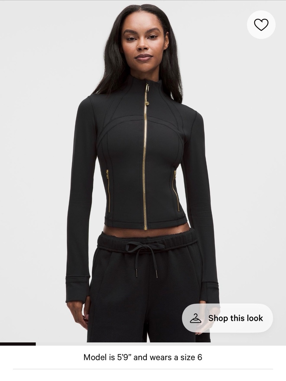 Lululemon Define Cropped Jacket Nulu Size 6 Black with golden hardware NWT